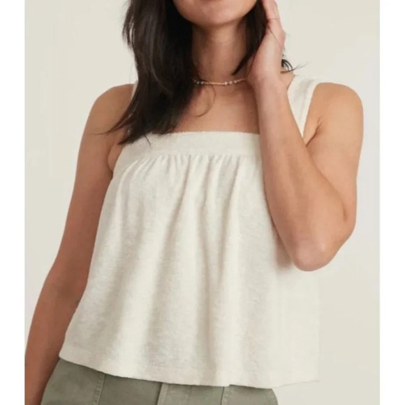 Marine Layer Tops - Marine LayerIvory Sleeveless Tank Top Cropped Fit Soft Lightweight Size Large